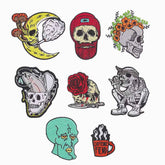 Skull & Gothic Iron-On Patches – Cool Embroidered Appliques for Custom Dog Bandanas & Pet Accessories