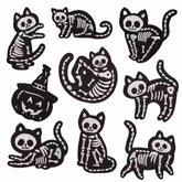 Halloween Skeleton Cat Embroidery Patches – Iron-On Sew-On Appliques for Clothes, Jackets & Bags by Moreloveu