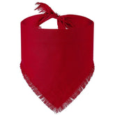 Moreloveu custom red dog bandana with fringe – tied view on white background