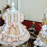 Customizable Luxurious Pet Dress with Fur Trim and Elegant Bow