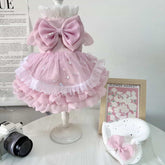 Customizable Cute Pet Dress with Ruffles and Large Bow