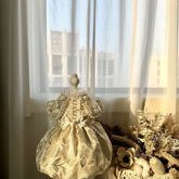 Customizable Elegant Pet Dress with Floral Brocade and Decorative Accents