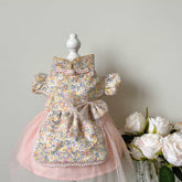 Customizable Floral Pet Dress with Tulle Skirt and Pearl Detail