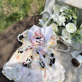 Customizable Floral Pet Dress with Lace and Ribbon Detail