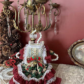 Customizable Festive Pet Dress in Burgundy with Gold Accents and Holiday Embellishments