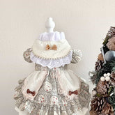 Custom Vintage Lace Pet Dress – French-Inspired Design with Satin Bows & Pearl Details