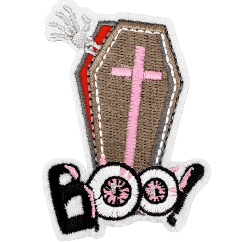 Pink Halloween Embroidered Patches – Cute Iron-On Appliques for Custom Dog Bandanas & Pet Accessories