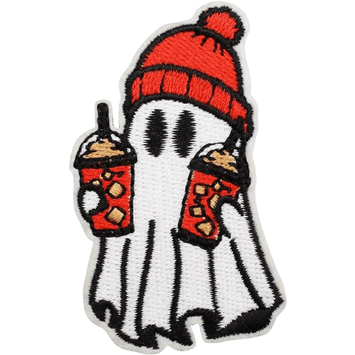 Cute Ghost Embroidered Patches – Halloween Iron-On Appliques for Custom Dog Bandanas & Pet Accessories