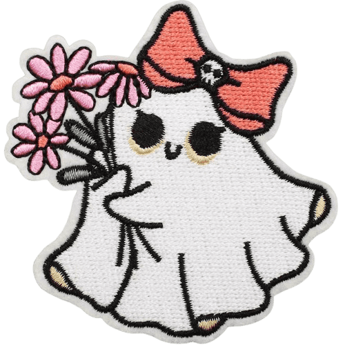 Cute Ghost Embroidered Patches – Halloween Iron-On Appliques for Custom Dog Bandanas & Pet Accessories