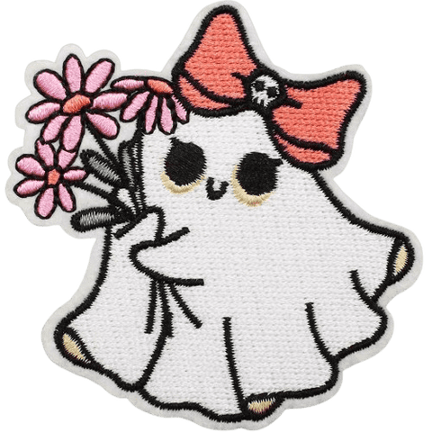Cute Ghost Embroidered Patches – Halloween Iron-On Appliques for Custom Dog Bandanas & Pet Accessories