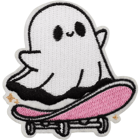 Cute Ghost Embroidered Patches – Halloween Iron-On Appliques for Custom Dog Bandanas & Pet Accessories
