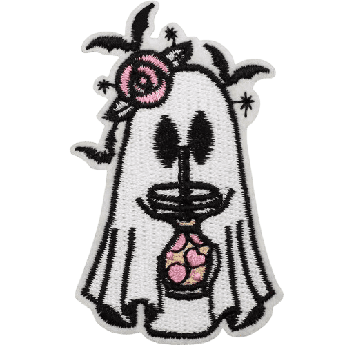 Cute Ghost Embroidered Patches – Halloween Iron-On Appliques for Custom Dog Bandanas & Pet Accessories