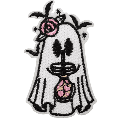 Cute Ghost Embroidered Patches – Halloween Iron-On Appliques for Custom Dog Bandanas & Pet Accessories