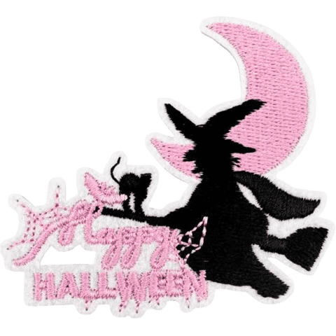 Pink Halloween Embroidered Patches – Cute Iron-On Appliques for Custom Dog Bandanas & Pet Accessories