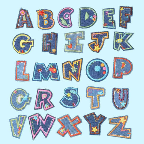 Denim Alphabet Embroidery Patches A–Z – Iron-On Sew-On Letter Appliques for DIY Jackets, Jeans & Bags by Moreloveu