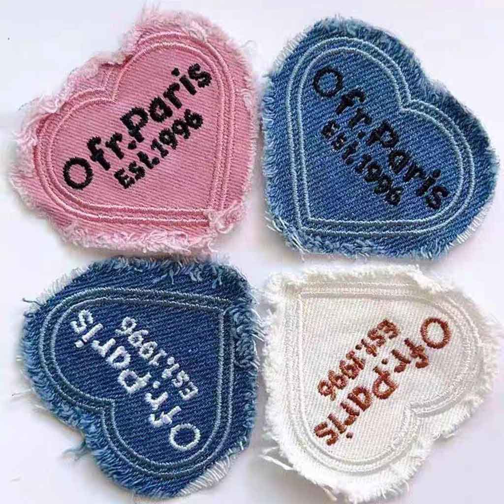 Denim Heart Patch Embroidery | Vintage Paris Style DIY Patch for Custom Dog Bandanas