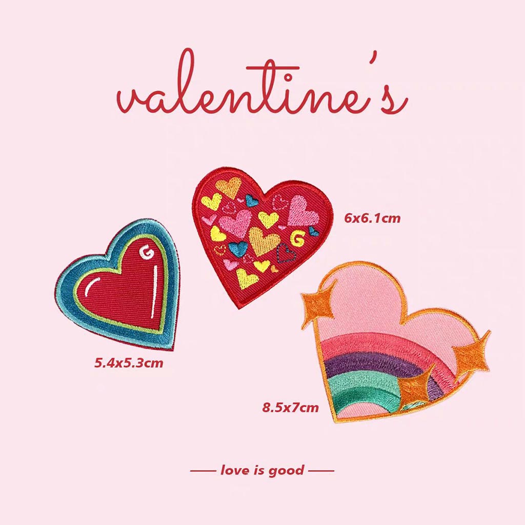 Valentine’s Heart Embroidered Patches – Love & Rainbow Style for Custom Dog Bandanas
