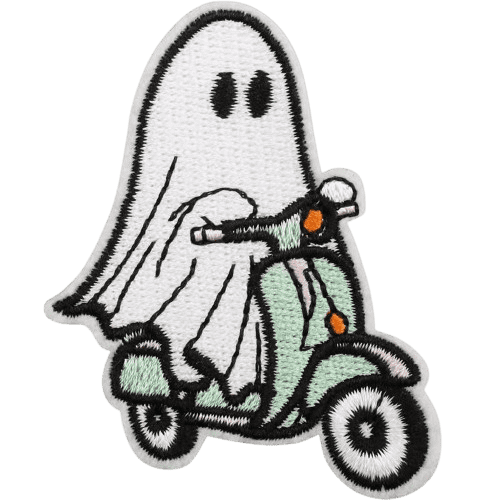 Cute Ghost Embroidered Patches – Halloween Iron-On Appliques for Custom Dog Bandanas & Pet Accessories