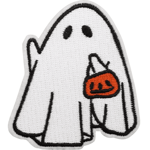 Cute Ghost Embroidered Patches – Halloween Iron-On Appliques for Custom Dog Bandanas & Pet Accessories