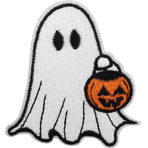 Cute Ghost Embroidered Patches – Halloween Iron-On Appliques for Custom Dog Bandanas & Pet Accessories