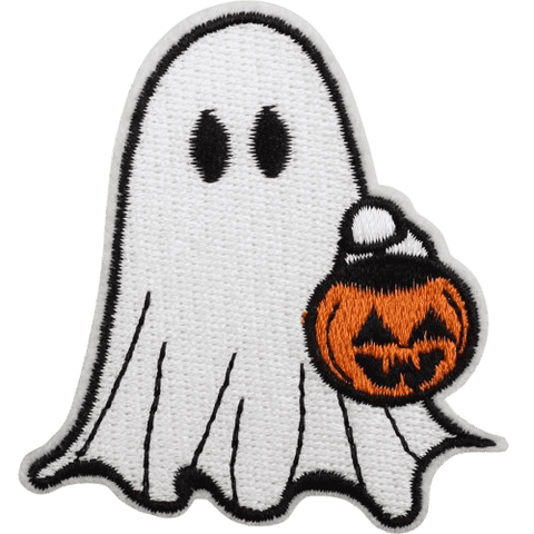Cute Ghost Embroidered Patches – Halloween Iron-On Appliques for Custom Dog Bandanas & Pet Accessories
