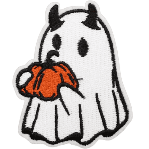 Cute Ghost Embroidered Patches – Halloween Iron-On Appliques for Custom Dog Bandanas & Pet Accessories