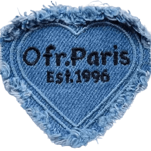 Denim Heart Patch Embroidery | Vintage Paris Style DIY Patch for Custom Dog Bandanas