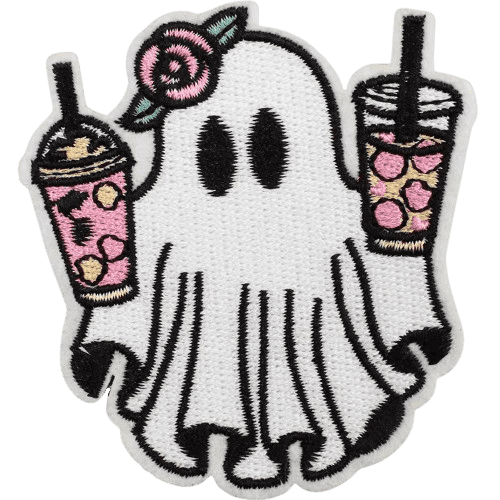 Cute Ghost Embroidered Patches – Halloween Iron-On Appliques for Custom Dog Bandanas & Pet Accessories