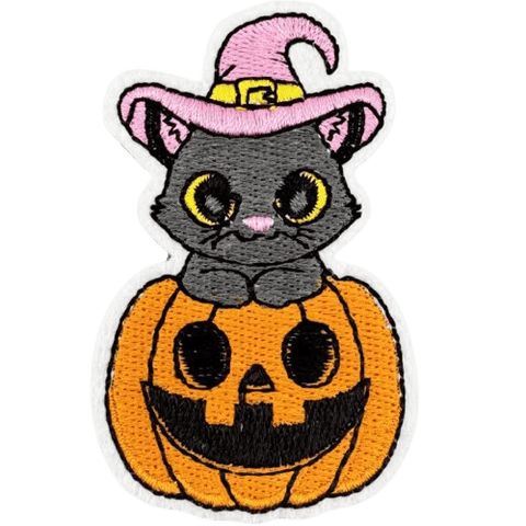 Pink Halloween Embroidered Patches – Cute Iron-On Appliques for Custom Dog Bandanas & Pet Accessories
