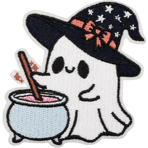 Cute Ghost Embroidered Patches – Halloween Iron-On Appliques for Custom Dog Bandanas & Pet Accessories