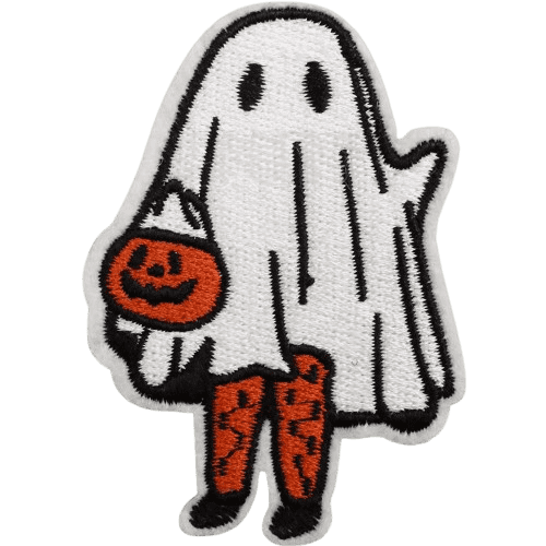 Cute Ghost Embroidered Patches – Halloween Iron-On Appliques for Custom Dog Bandanas & Pet Accessories