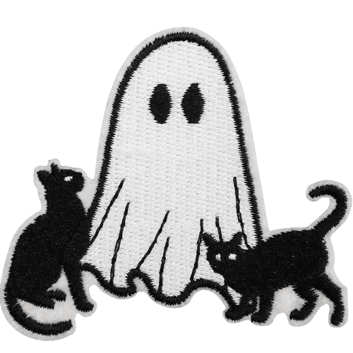 Cute Ghost Embroidered Patches – Halloween Iron-On Appliques for Custom Dog Bandanas & Pet Accessories