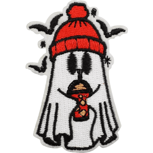 Cute Ghost Embroidered Patches – Halloween Iron-On Appliques for Custom Dog Bandanas & Pet Accessories