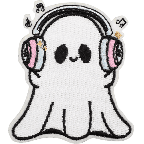 Cute Ghost Embroidered Patches – Halloween Iron-On Appliques for Custom Dog Bandanas & Pet Accessories