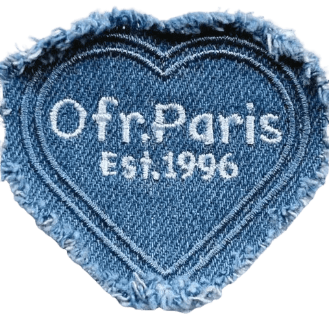 Denim Heart Patch Embroidery | Vintage Paris Style DIY Patch for Custom Dog Bandanas