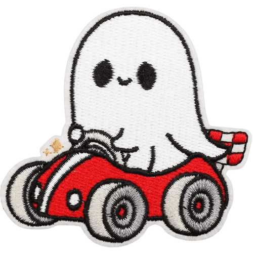Cute Ghost Embroidered Patches – Halloween Iron-On Appliques for Custom Dog Bandanas & Pet Accessories
