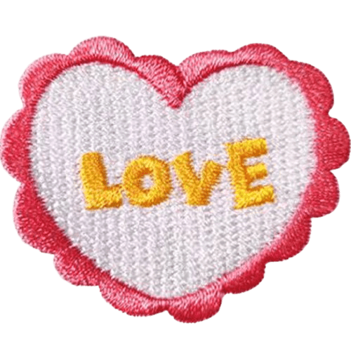 Heart Shape Embroidered Patches – Cute Iron-On Appliques for Custom Dog Bandanas