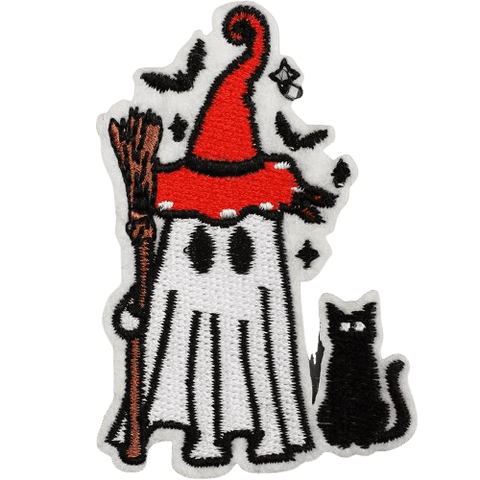 Cute Ghost Embroidered Patches – Halloween Iron-On Appliques for Custom Dog Bandanas & Pet Accessories