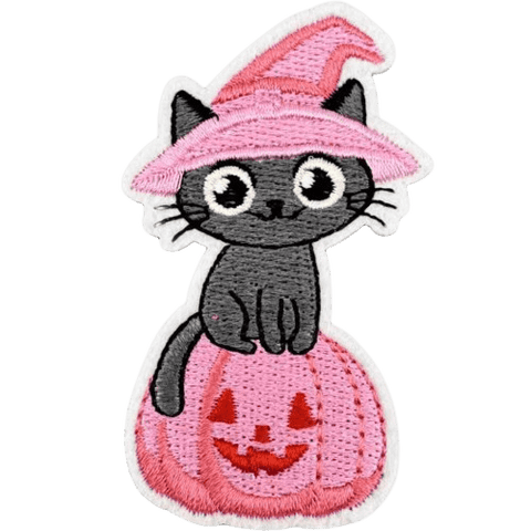 Pink Halloween Embroidered Patches – Cute Iron-On Appliques for Custom Dog Bandanas & Pet Accessories
