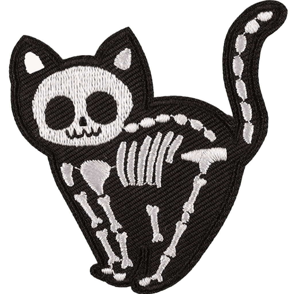 Halloween Skeleton Cat Embroidery Patches – Iron-On Sew-On Appliques for Clothes, Jackets & Bags by Moreloveu