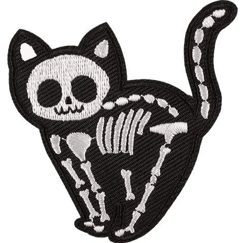 Halloween Skeleton Cat Embroidery Patches – Iron-On Sew-On Appliques for Clothes, Jackets & Bags by Moreloveu