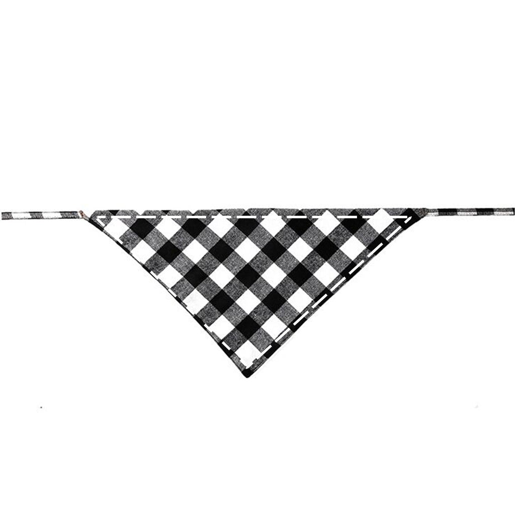Moreloveu custom buffalo plaid tie-on dog bandana black white personalized checkered pet scarf