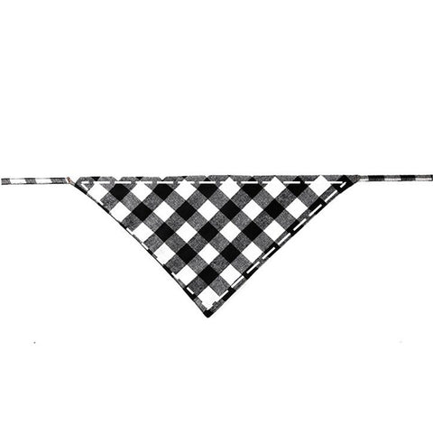 Moreloveu custom buffalo plaid tie-on dog bandana black white personalized checkered pet scarf