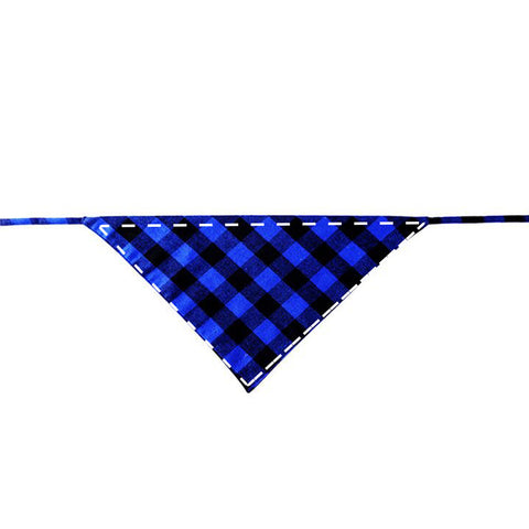 Moreloveu custom buffalo plaid tie-on dog bandana blue black personalized checkered pet scarf
