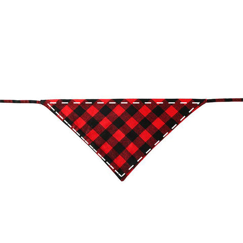 Moreloveu custom buffalo plaid tie-on dog bandana red black personalized checkered pet scarf