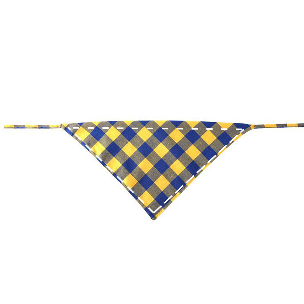 Moreloveu custom buffalo plaid tie-on dog bandana yellow blue personalized checkered pet scarf