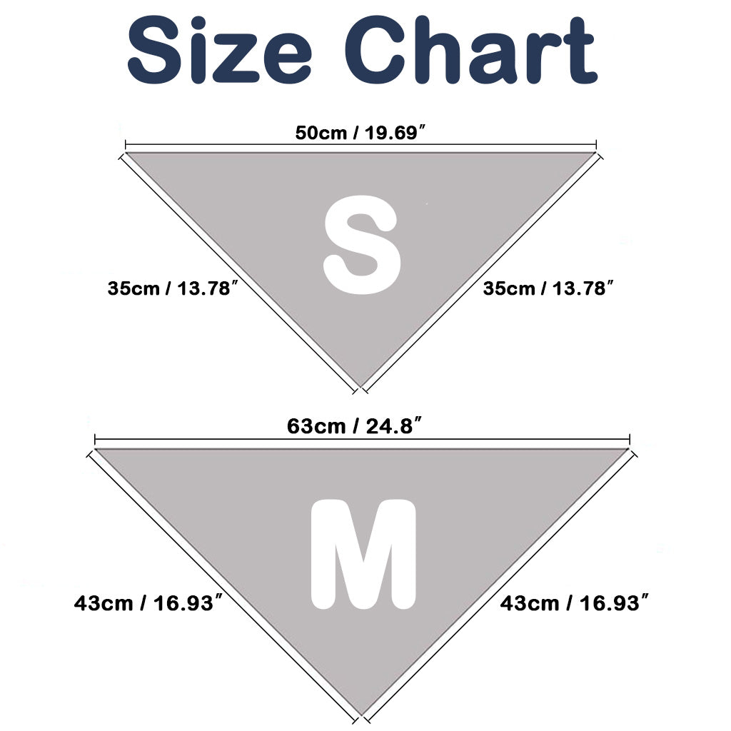 Moreloveu custom dog bandana size chart showing small and medium measurements