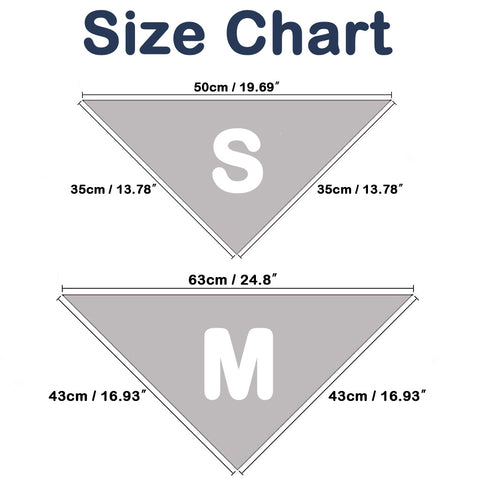 Moreloveu custom dog bandana size chart showing small and medium measurements