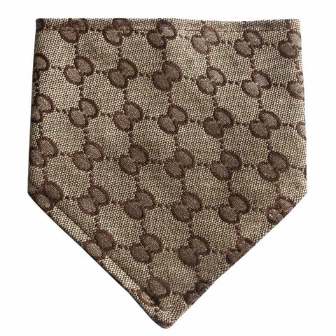 Moreloveu custom dog bandana with snap buttons brown print design front view