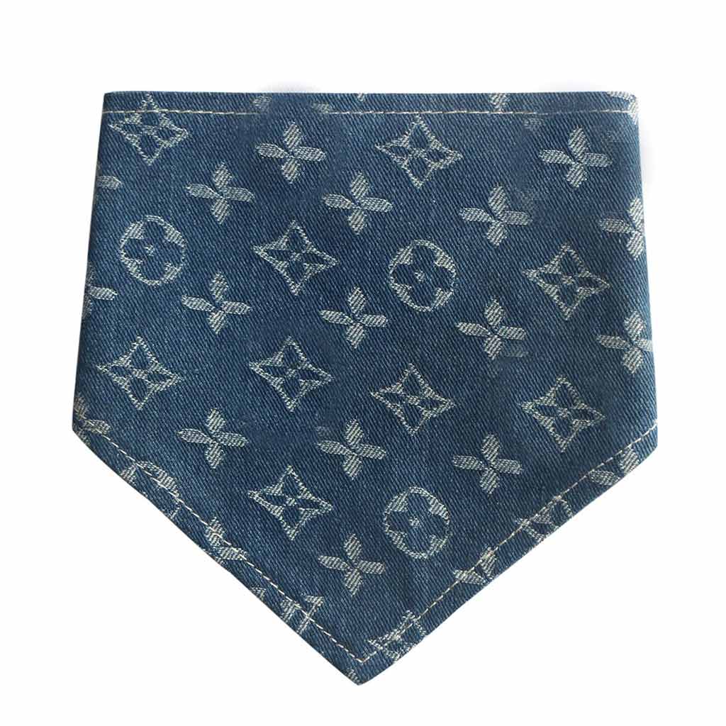 Moreloveu custom dog bandana with snap buttons personalized stylish pet scarf in denim print design